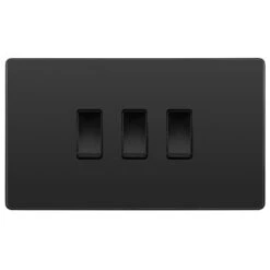 BG Evolve Black Chrome 3G 2W Light Switch PCDBC432B