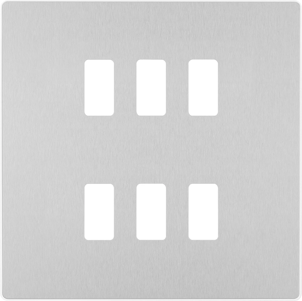 BG Evolve Brushed Steel 6G Grid Plate RPCDBS6W 3 BG Evolve Brushed Steel 6G Grid Plate RPCDBS6W