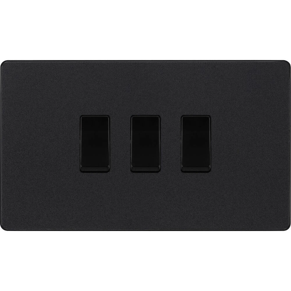 BG Evolve Matt Black 3G 2W Light Switch PCDMB432B 3 BG Evolve Matt Black 3G 2W Light Switch PCDMB432B