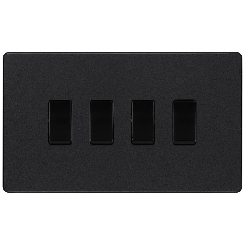 BG Evolve Matt Black 4G 2W Light Switch PCDMB44B 3 BG Evolve Matt Black 4G 2W Light Switch PCDMB44B