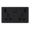 BG Evolve Matt Black 13A Double USB Socket With 22W A+C Ports PCDMB22UAC22B