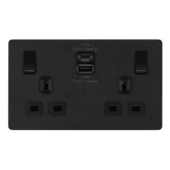 BG Evolve Matt Black 13A Double USB Socket With 22W A+C Ports PCDMB22UAC22B