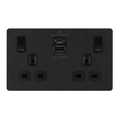 BG Evolve Matt Black 13A Double USB Socket With 45W A+C Ports PCDMB22UAC45B