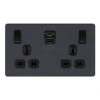 BG Evolve Matt Grey 13A Double USB Socket With 22W A+C Ports PCDMG22UAC22B -RS Electrical Supplies BG Evolve Matt Grey Double USB Socket with 22W A C Ports PCDMG22UAC22B Available from RS Electrical