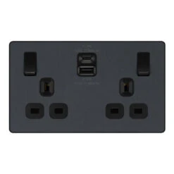 BG Evolve Matt Grey 13A Double USB Socket With 22W A+C Ports PCDMG22UAC22B