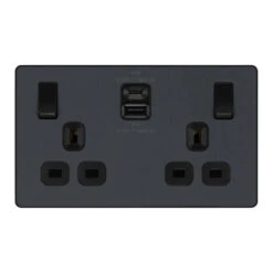BG Evolve Matt Grey 13A Double USB Socket With 45W A+C Ports PCDMG22UAC45B
