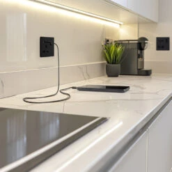 BG Evolve Matt Black 13A A+C USB Socket PCDMB21UAC18B -RS Electrical Supplies BG Evolve PCDMB21UAC18B 1 gang usb socket A and C 18W kitchen