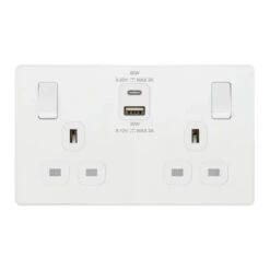 BG Evolve Pearl White 13A Double USB Socket With 45W A+C Ports PCDCL22UAC45W