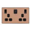 BG Evolve Polished Copper 13A Double USB Socket With 22W A+C Ports PCDCP22UAC22B 1 BG Evolve Polished Copper 13A Double USB Socket With 22W A+C Ports PCDCP22UAC22B -RS Electrical Supplies BG Evolve Polished Copper Double USB Socket with 22W A C Ports PCDCP22UAC22B Available from RS Electrical