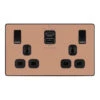 BG Evolve Polished Copper 13A Double USB Socket With 45W A+C Ports PCDCP22UAC45B -RS Electrical Supplies BG Evolve Polished Copper Double USB Socket with 45W A C Ports PCDCP22UAC45B Available from RS Electrical