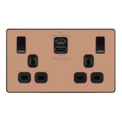 BG Evolve Polished Copper 13A Double USB Socket With 45W A+C Ports PCDCP22UAC45B