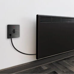 BG Evolve Black Chrome 13A Unswitched Spur With LED And Flex Outlet PCDBC54B -RS Electrical Supplies BG Evolve Polycarbonate Black Chrome 13A Unswitched Spur with Neon and Flex Outlet PCDBC54B Available From RS Electrical panel heater