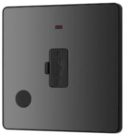 BG Evolve Black Chrome 13A Unswitched Spur With LED And Flex Outlet PCDBC54B -RS Electrical Supplies BG Evolve Polycarbonate Black Chrome 13A Unswitched Spur with Neon and Flex Outlet PCDBC54B Available From RS Electrical right