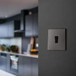 BG Evolve Black Chrome 1G 2W Light Switch PCDBC12B -RS Electrical Supplies BG Evolve Polycarbonate Black Chrome 1G Light Switch PCDBC12B Available From RS Electrical kitchen