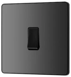 BG Evolve Black Chrome 1G 2W Light Switch PCDBC12B -RS Electrical Supplies BG Evolve Polycarbonate Black Chrome 1G Light Switch PCDBC12B Available From RS Electrical right