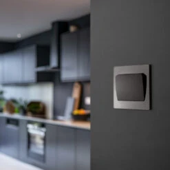 BG Evolve Black Chrome 1G 2W Wide Rocker Light Switch PCDBC12WB -RS Electrical Supplies BG Evolve Polycarbonate Black Chrome 1G Wide Rocker Light Switch PCDBC12WB Available From RS Electrical kitchen