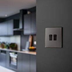 BG Evolve Black Chrome 2G 2W Light Switch PCDBC42B -RS Electrical Supplies BG Evolve Polycarbonate Black Chrome 2G Light Switch PCDBC42B Available From RS Electrical kitchen
