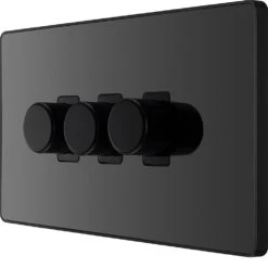 BG Evolve Black Chrome 3G Dimmer Switch PCDBC83B -RS Electrical Supplies BG Evolve Polycarbonate Black Chrome 3G Dimmer Switch PCDBC83B Available From RS Electrical right