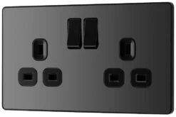BG Evolve Black Chrome 13A Double Socket PCDBC22B 10 BG Evolve Black Chrome 13A Double Socket PCDBC22B -RS Electrical Supplies BG Evolve Polycarbonate Black Chrome Double Socket PCDBC22B Available From RS Electrical right