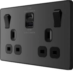 BG Evolve Black Chrome 13A Double USB Socket With 22W A+C Ports PCDBC22UAC22B 9 BG Evolve Black Chrome 13A Double USB Socket With 22W A+C Ports PCDBC22UAC22B -RS Electrical Supplies BG Evolve Polycarbonate Black Chrome Double Socket USB A and C 22W PCDBC22UAC22B Available From RS Electrical right