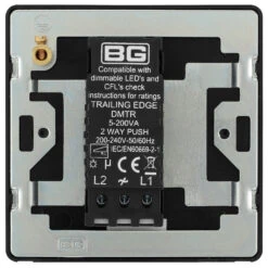 BG Evolve Matt Black 1G Dimmer Switch PCDMB81B -RS Electrical Supplies BG Evolve Polycarbonate Matt Black 1G Dimmer Switch PCDMB81B Back