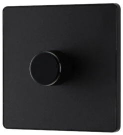 BG Evolve Matt Black 1G Dimmer Switch PCDMB81B -RS Electrical Supplies BG Evolve Polycarbonate Matt Black 1G Dimmer Switch PCDMB81B Right