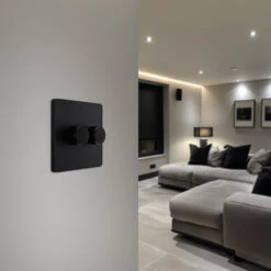 BG Evolve Matt Black 2G Dimmer Switch PCDMB82B -RS Electrical Supplies BG Evolve Polycarbonate Matt Black 2G Dimmer Switch PCDMB82B lounge