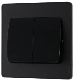 BG Evolve Matt Black 2G 2W Wide Rocker Light Switch PCDMB42WB -RS Electrical Supplies BG Evolve Polycarbonate Matt Black 2G Wide Rocker Light Switch PCDMB42WB Right