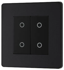 BG Evolve Matt Black 2G Secondary Touch Dimmer Switch PCDMBTDS2B 9 BG Evolve Matt Black 2G Secondary Touch Dimmer Switch PCDMBTDS2B -RS Electrical Supplies BG Evolve Polycarbonate Matt Black Double Secondary Touch Dimmer Switch PCDMBTDS2B Right