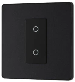 BG Evolve Matt Black 1G Secondary Touch Dimmer Switch PCDMBTDS1B -RS Electrical Supplies BG Evolve Polycarbonate Matt Black Single Secondary Touch Dimmer Switch PCDMBTDS1B Right