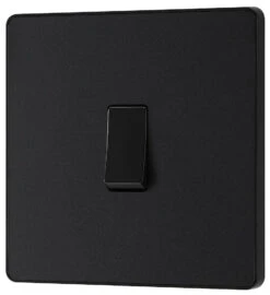 BG Evolve Matt Black 1G 2W Light Switch PCDMB12B -RS Electrical Supplies BG Evolve Polycarbonate Matt Black 1G Light Switch PCDMB12B Right
