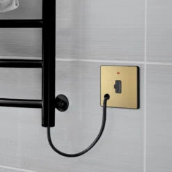 BG Evolve Satin Brass 13A Unswitched Spur With LED And Flex Outlet PCDSB54B -RS Electrical Supplies BG Evolve Polycarbonate Satin Brass 13A Unswitched Spur With Neon and Flex Outlet PCDSB54B radiator