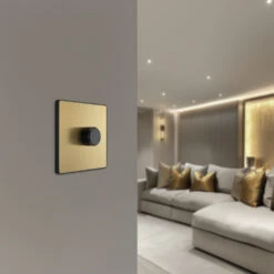 BG Evolve Satin Brass 1G Dimmer Switch PCDSB81B -RS Electrical Supplies BG Evolve Polycarbonate Satin Brass 1G Dimmer Switch PCDSB81B lounge
