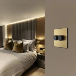 BG Evolve Satin Brass 2G Dimmer Switch PCDSB82B -RS Electrical Supplies BG Evolve Polycarbonate Satin Brass 2G Dimmer Switch PCDSB82B bedroom