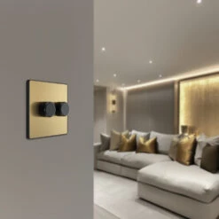 BG Evolve Satin Brass 2G Dimmer Switch PCDSB82B -RS Electrical Supplies BG Evolve Polycarbonate Satin Brass 2G Dimmer Switch PCDSB82B lounge
