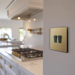 BG Evolve Satin Brass 2G 2W Light Switch PCDSB42B -RS Electrical Supplies BG Evolve Polycarbonate Satin Brass 2G Light Switch PCDSB42B kitchen