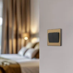 BG Evolve Satin Brass 2G 2W Wide Rocker Light Switch PCDSB42WB -RS Electrical Supplies BG Evolve Polycarbonate Satin Brass 2G Wide Rocker Light Switch PCDSB42WB bedroom