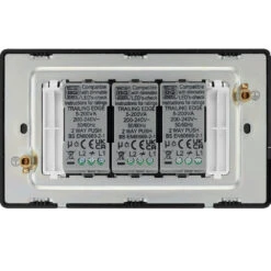 BG Evolve Satin Brass 3G Dimmer Switch PCDSB83B -RS Electrical Supplies BG Evolve Polycarbonate Satin Brass 3G Dimmer Switch PCDSB83B back