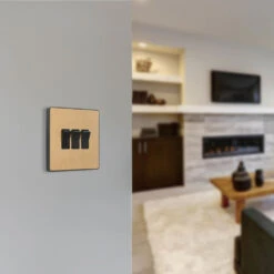 BG Evolve Satin Brass 3G 2W Light Switch PCDSB43B -RS Electrical Supplies BG Evolve Polycarbonate Satin Brass 3G Light Switch PCDSB43B wall