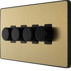 BG Evolve Satin Brass 4G Dimmer Switch PCDSB84B 8 BG Evolve Satin Brass 4G Dimmer Switch PCDSB84B -RS Electrical Supplies BG Evolve Polycarbonate Satin Brass 4G Dimmer Switch PCDSB84B right