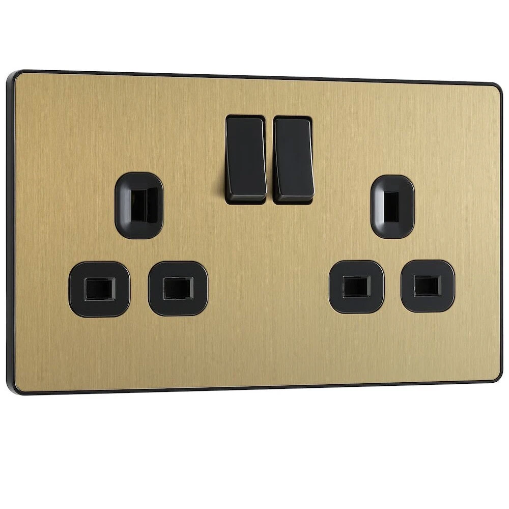 BG Evolve Satin Brass 13A Double Socket 5 Pack PCDSB22B 4 BG Evolve Satin Brass 13A Double Socket 5 Pack PCDSB22B - Image 2