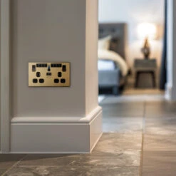 BG Evolve Satin Brass WiFi Extender With 13A Double USB Socket PCDSB22UWRB 11 BG Evolve Satin Brass WiFi Extender With 13A Double USB Socket PCDSB22UWRB -RS Electrical Supplies BG Evolve Polycarbonate Satin Brass Double USB Socket With Wifi Extender PCDSB22UWRB hallway