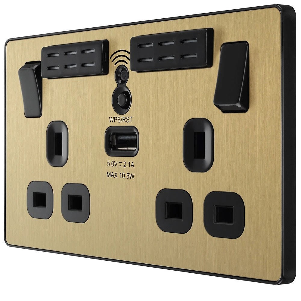 BG Evolve Satin Brass WiFi Extender With 13A Double USB Socket PCDSB22UWRB 5 BG Evolve Satin Brass WiFi Extender With 13A Double USB Socket PCDSB22UWRB - Image 3