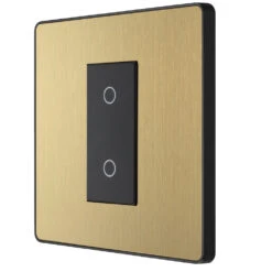 BG Evolve Satin Brass 1G Master Touch Dimmer Switch PCDSBTDM1B 9 BG Evolve Satin Brass 1G Master Touch Dimmer Switch PCDSBTDM1B -RS Electrical Supplies BG Evolve Polycarbonate Satin Brass Single Master Touch Dimmer Switch PCDSBTDM1B right