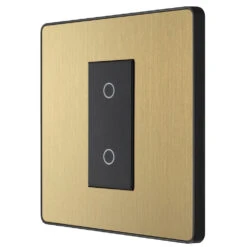 BG Evolve Satin Brass 1G Secondary Touch Dimmer Switch PCDSBTDS1B 9 BG Evolve Satin Brass 1G Secondary Touch Dimmer Switch PCDSBTDS1B -RS Electrical Supplies BG Evolve Polycarbonate Satin Brass Single Secondary Touch Dimmer Switch PCDSBTDS1B right