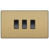 BG Evolve Satin Brass 3G 2W Light Switch PCDSB432B -RS Electrical Supplies BG Evolve Satin Brass 3G 2W Intermediate Switch PCDSB432B Available from RS Electrical