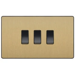 BG Evolve Satin Brass 3G 2W Light Switch PCDSB432B