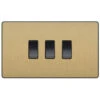 BG Evolve Satin Brass 3G Intermediate Combination Switch 1 BG Evolve Satin Brass 3G Intermediate Combination Switch -RS Electrical Supplies BG Evolve Satin Brass 3G Intermediate Combination Switch PCDSB433B and PCDSB434B Available from RS Electrical