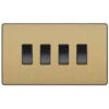 BG Evolve Satin Brass 4G 2W Light Switch PCDSB44B