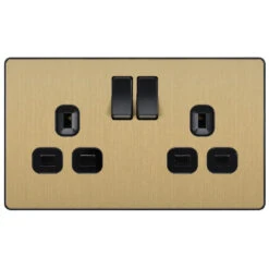 BG Evolve Satin Brass 13A Double Socket 10 Pack PCDSB22B